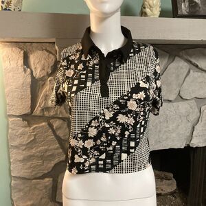 Custer Crop Top Polo Shirt Size Large